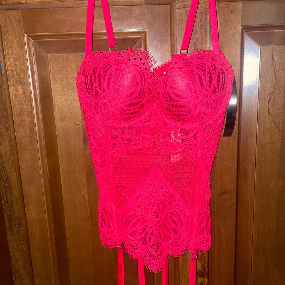 Victoria's Secret Red Lace Corset Lingerie